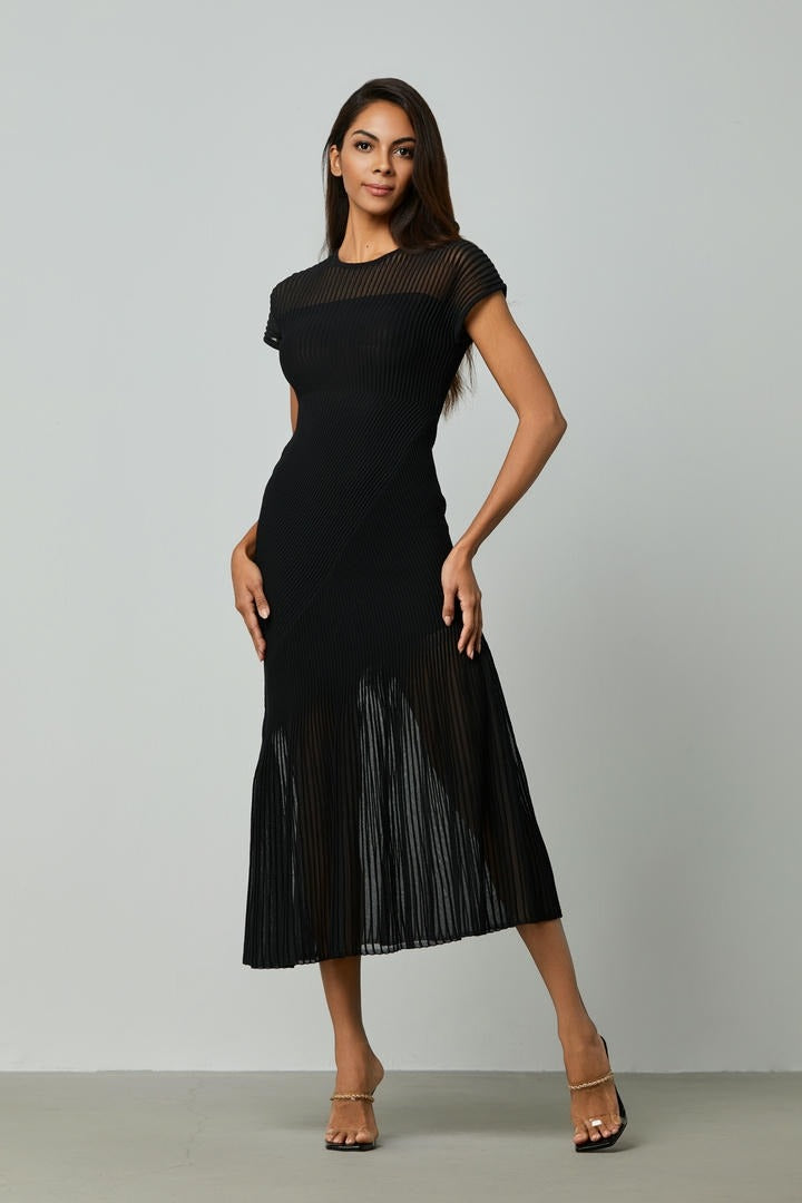 Knitted sheered hem dress
