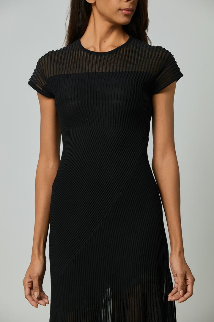 Knitted sheered hem dress