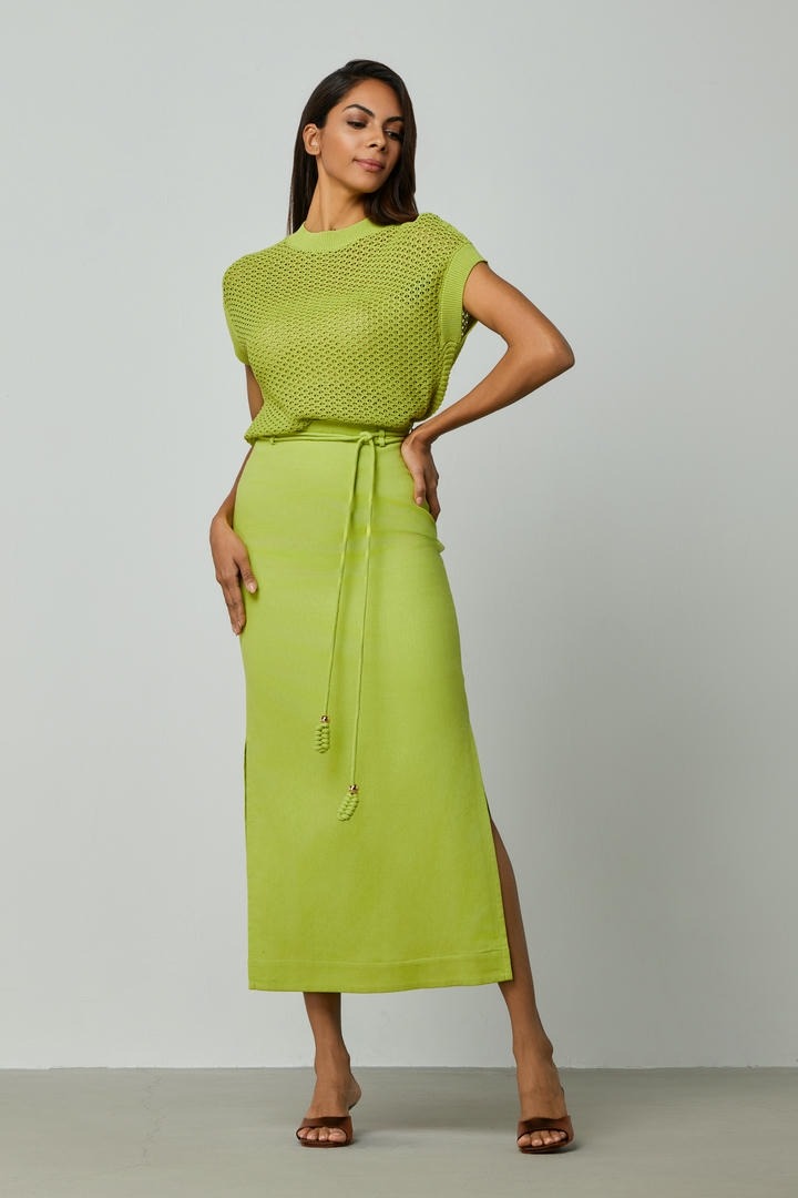 Column cut embellished skirt
