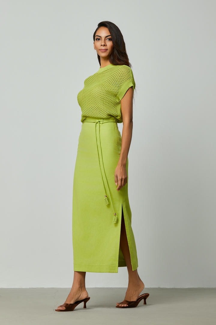 Column cut embellished skirt