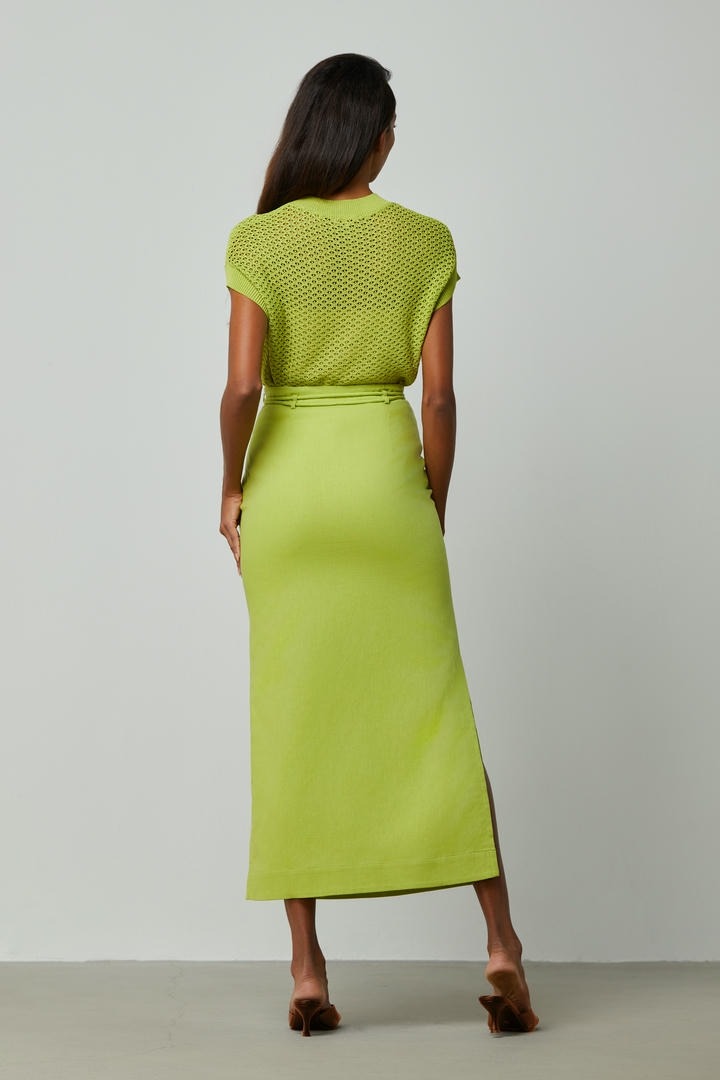 Column cut embellished skirt