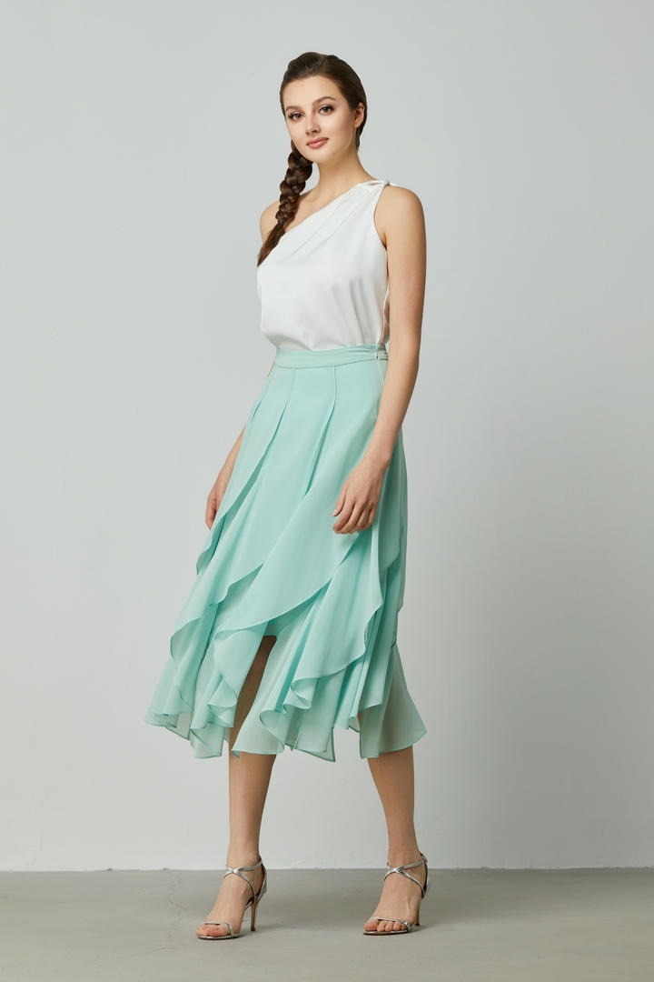 Mint Ruffle Chiffon Skirt