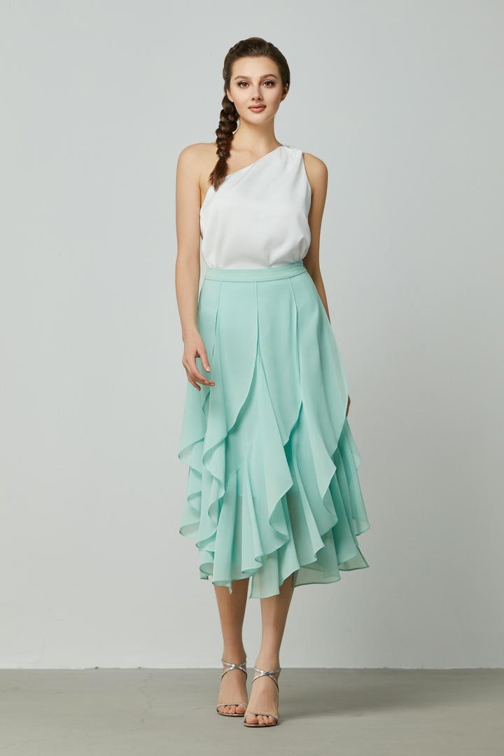 Mint Ruffle Chiffon Skirt