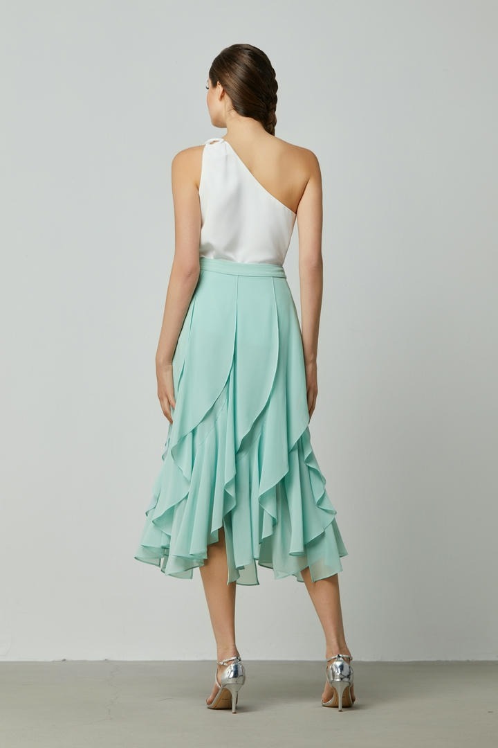 Mint Ruffle Chiffon Skirt