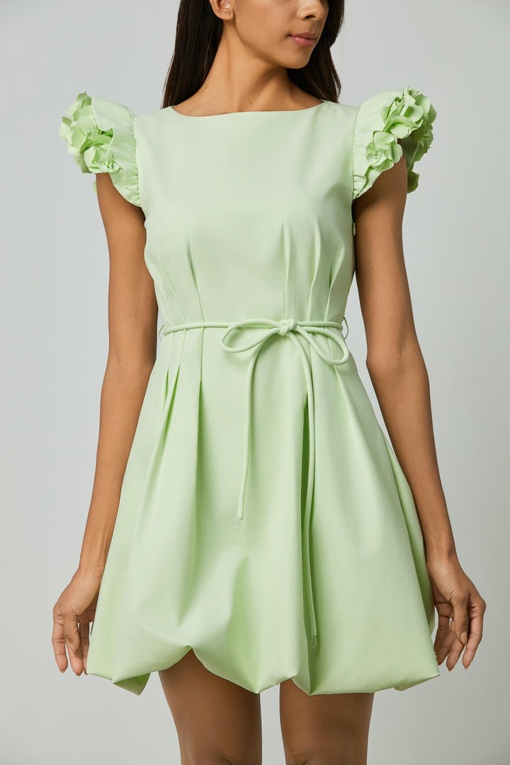 Green flower applique dress