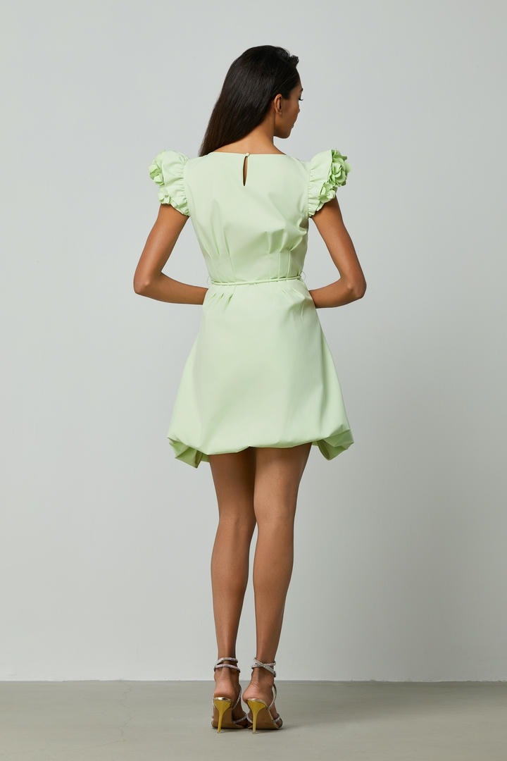 Green flower applique dress