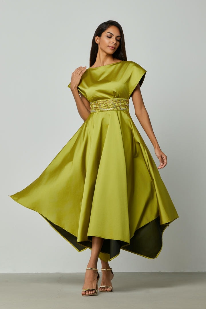Asymmetrical hem embellished dress