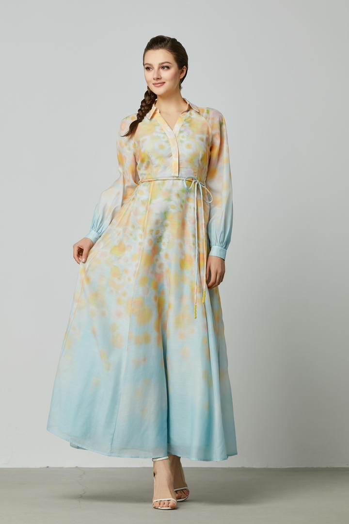 A-line ombre color dress
