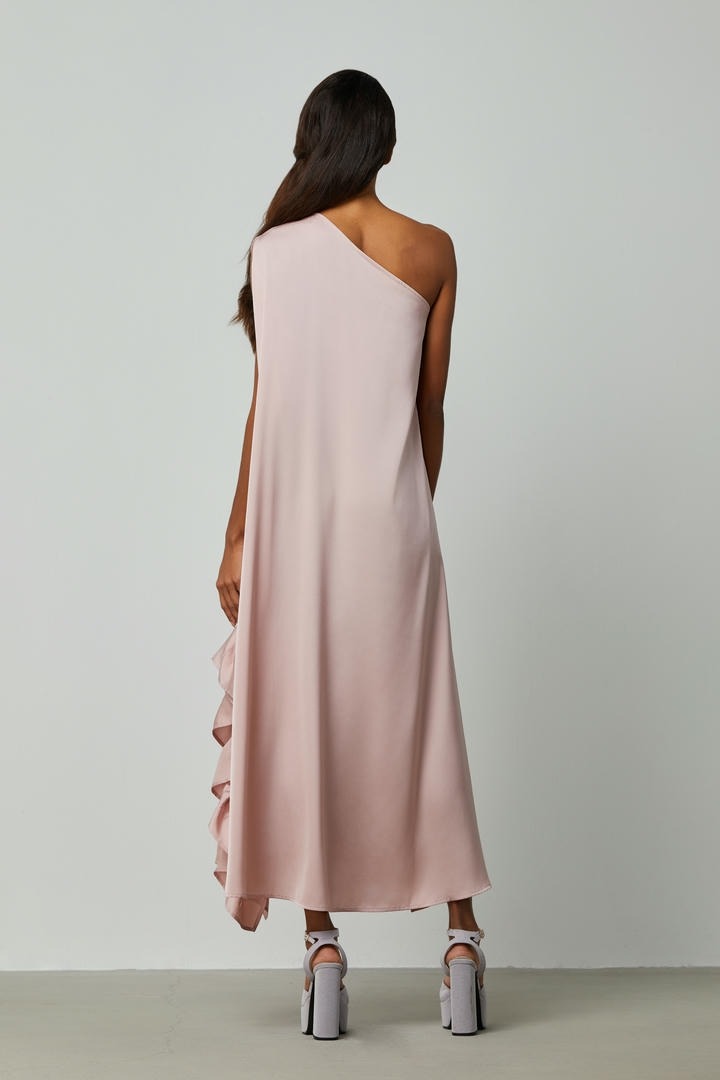 Ruffled sides satin dress