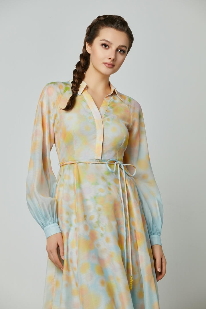 A-line ombre color dress