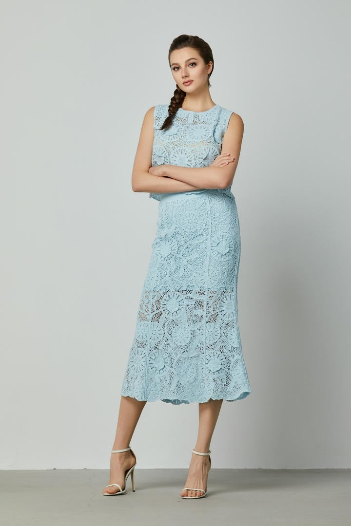 Floral Crochet A-Line Skirt
