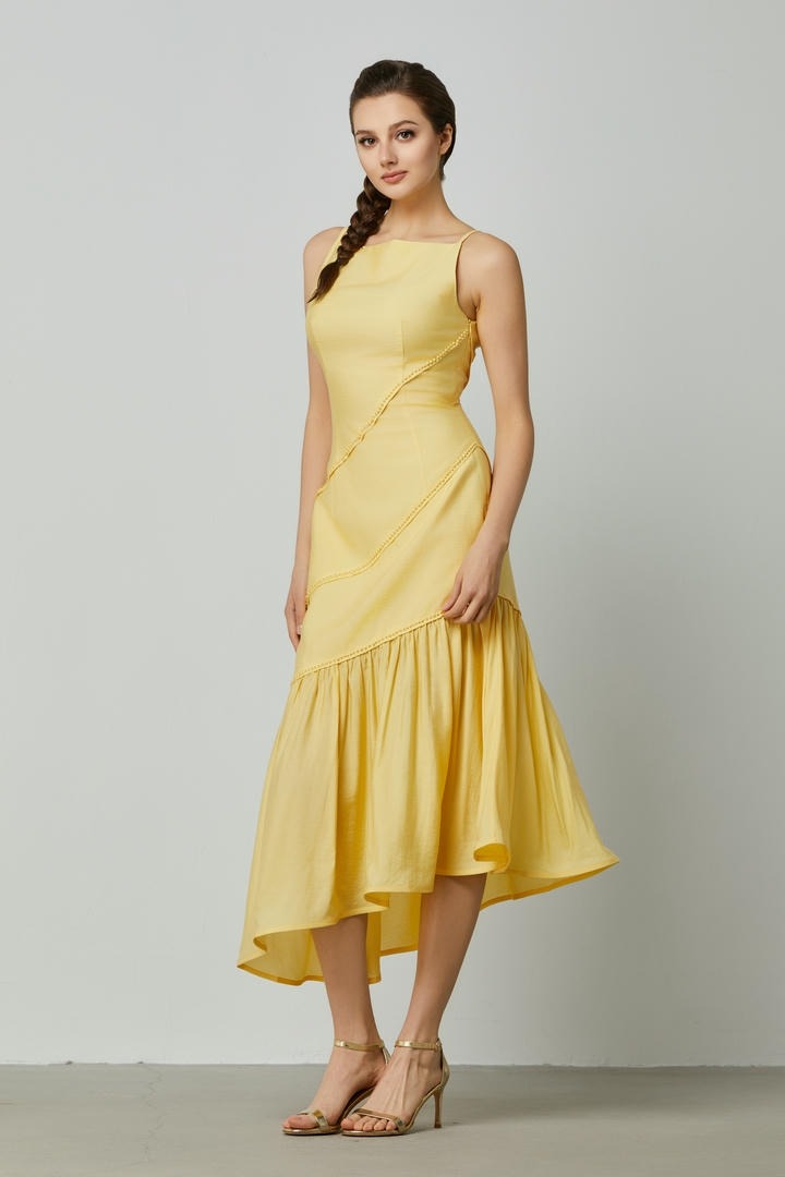 asymmetric ruffles hem dress