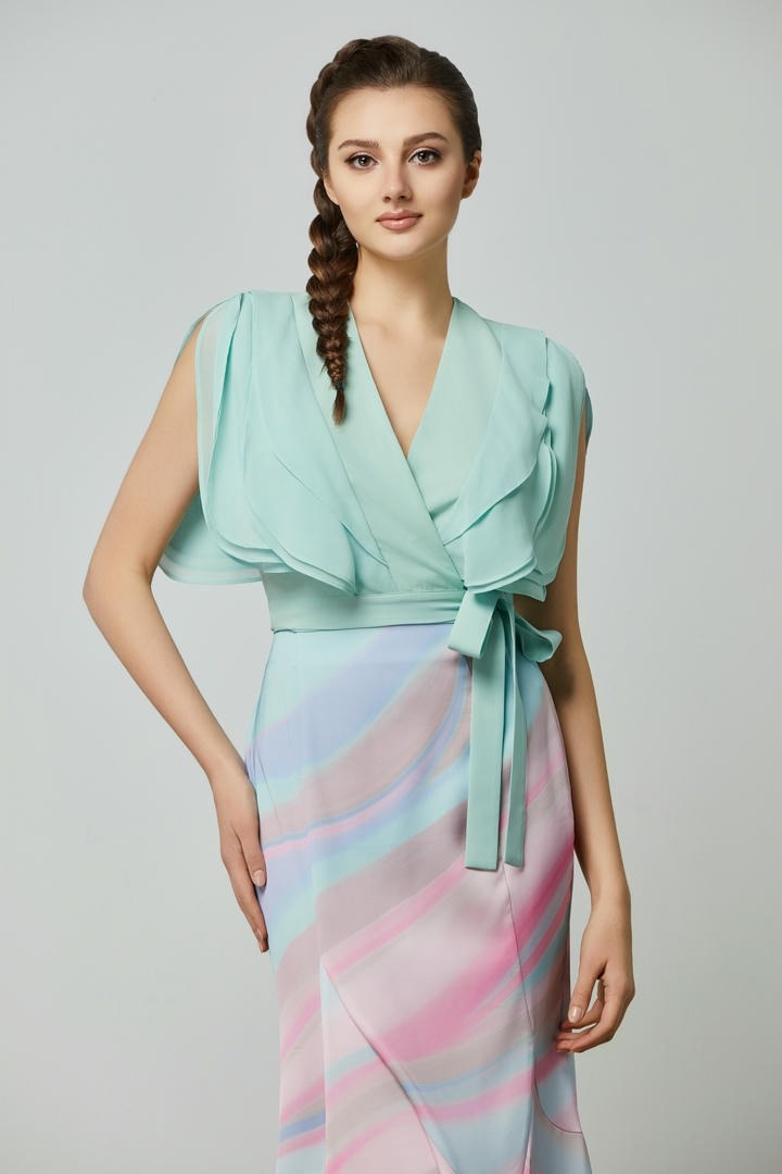 Mint Ruffle Wrap Top