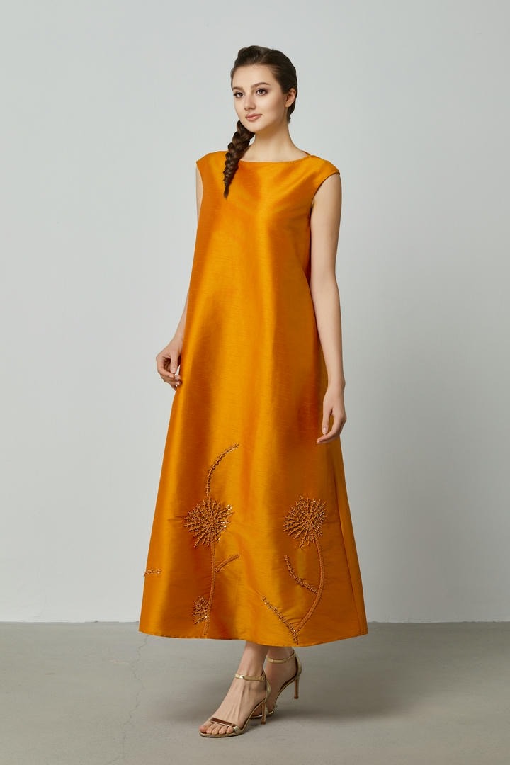 Orange embellished kaftan