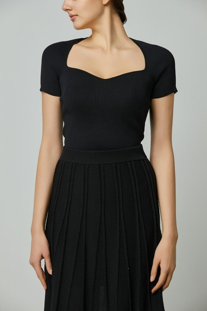 Sweetheart Ribbed Knit Top