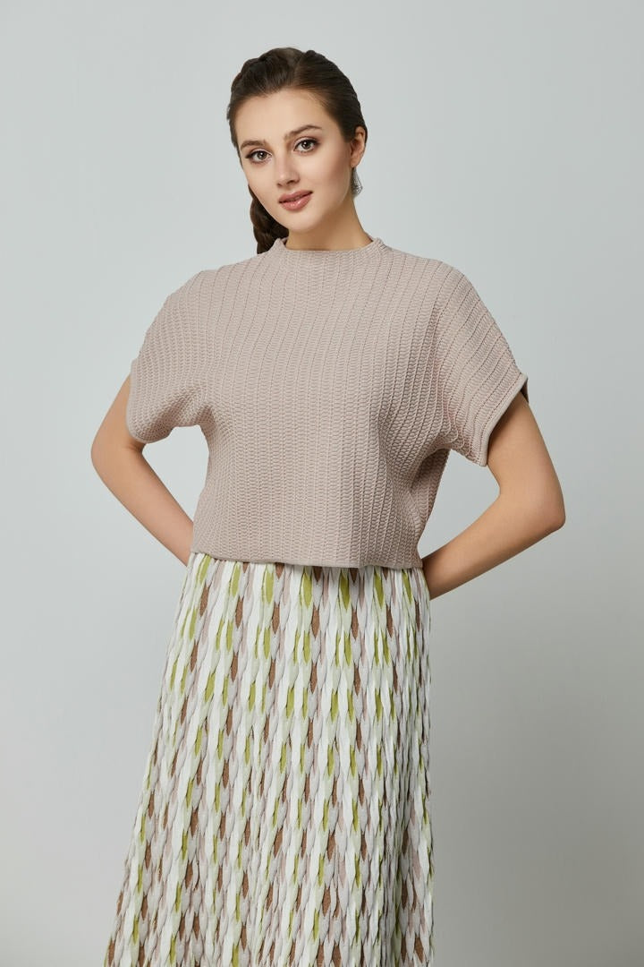 Knit high collar top