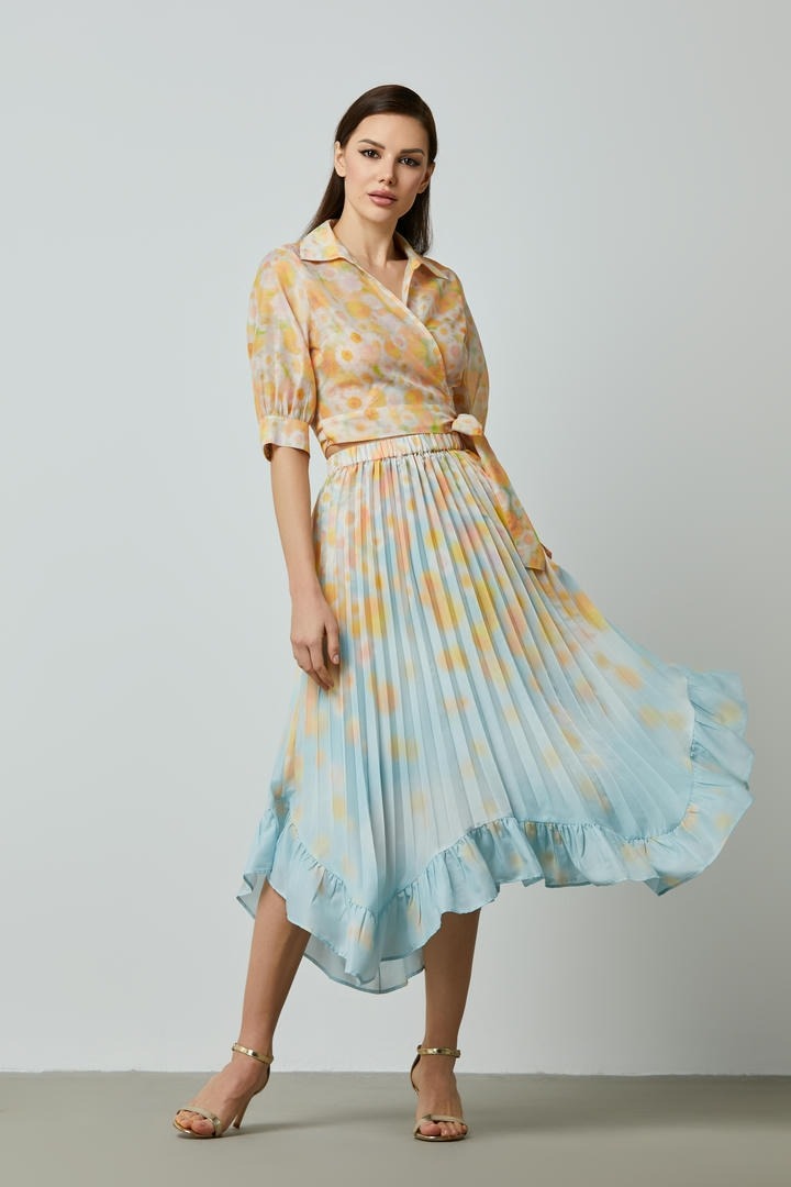Pleated Asymmetric Skirt