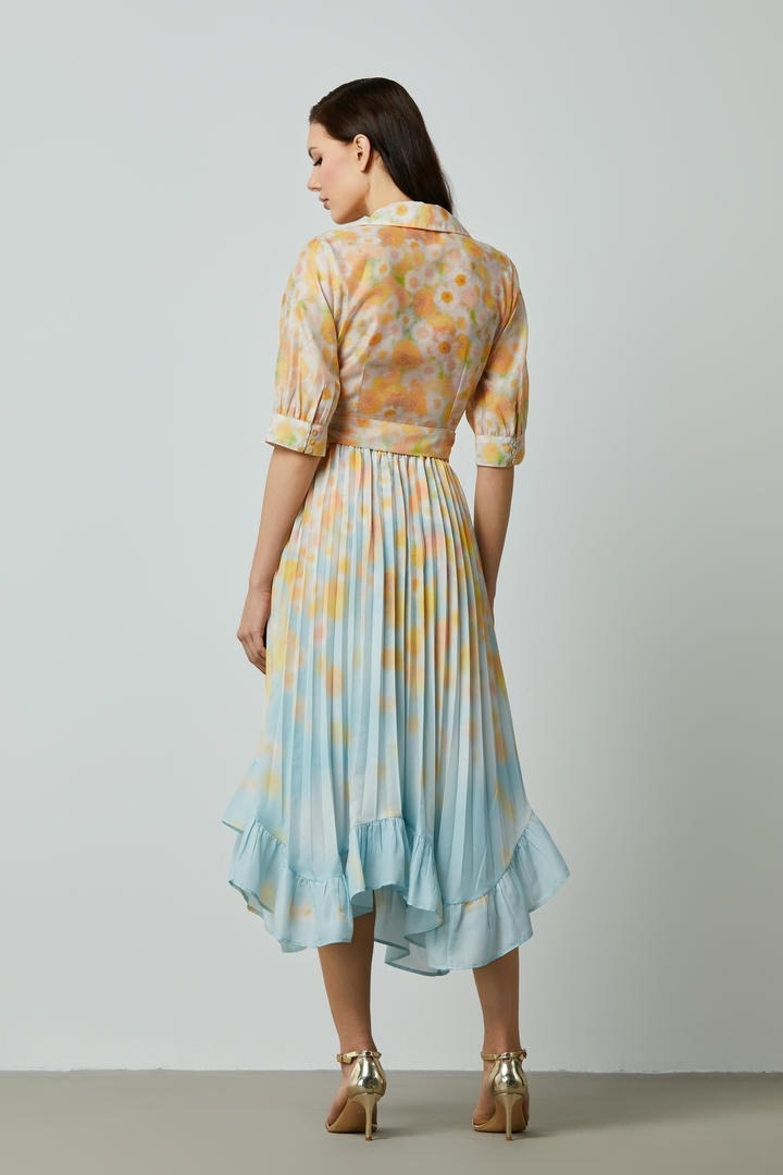 Pleated Asymmetric Skirt