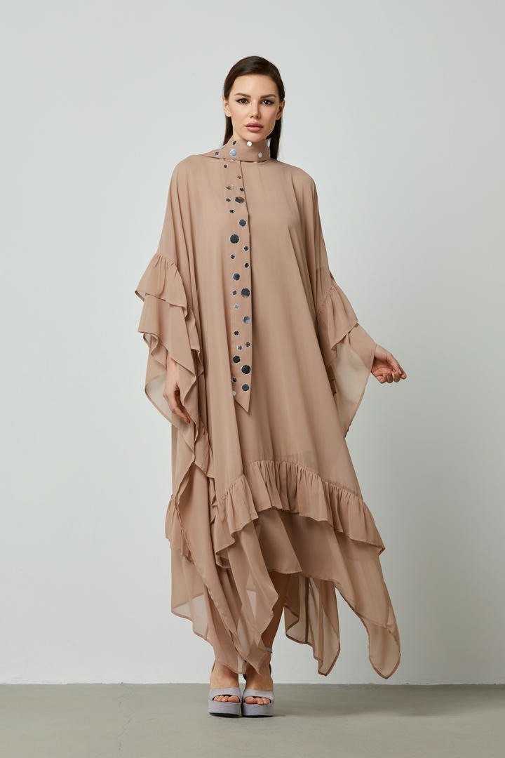 Embellished Scarf Ruffle Kaftan