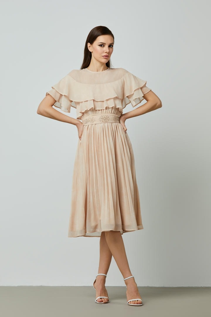 Graceful Ruffle Pleated Dress
