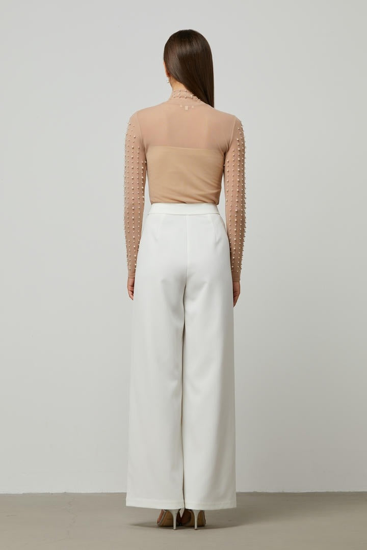 High waist white pants