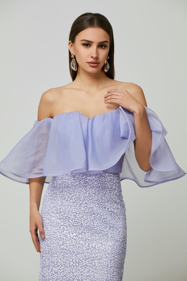 off-shoulder ruffle details top