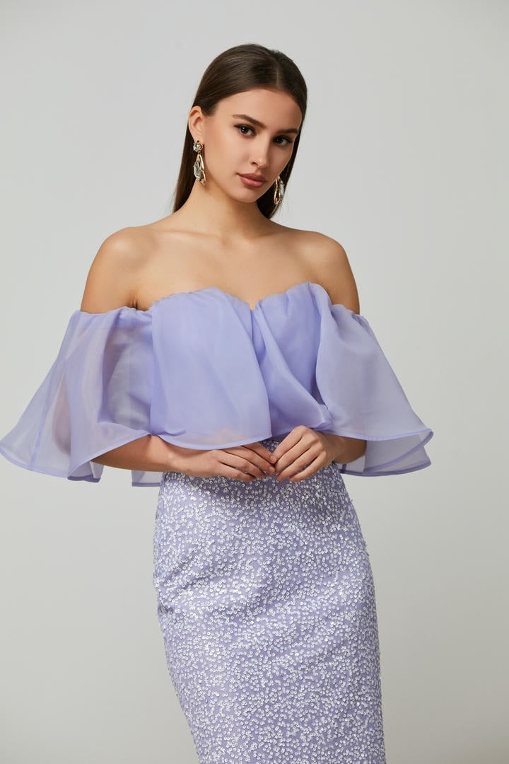 off-shoulder ruffle details top
