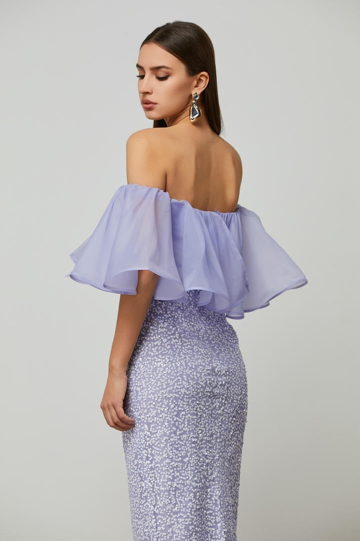 off-shoulder ruffle details top