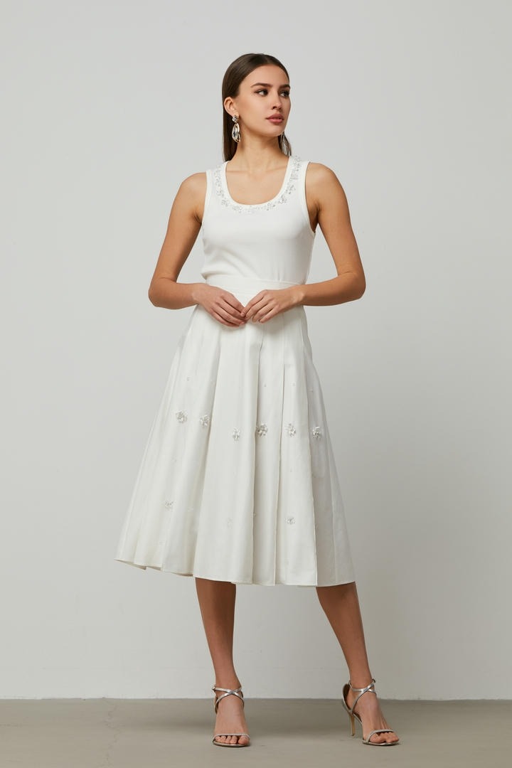 Embellished neckline tank top