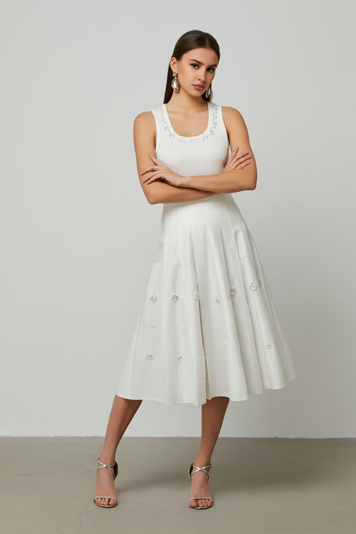 Beads embellishment A-line skirt