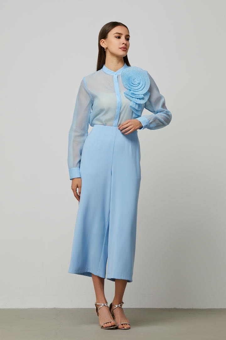 rose details organza blouse