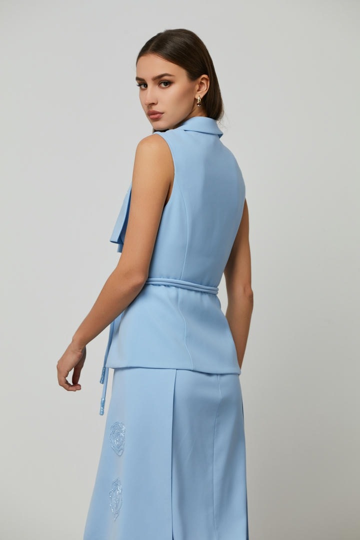 Embellished collar vest