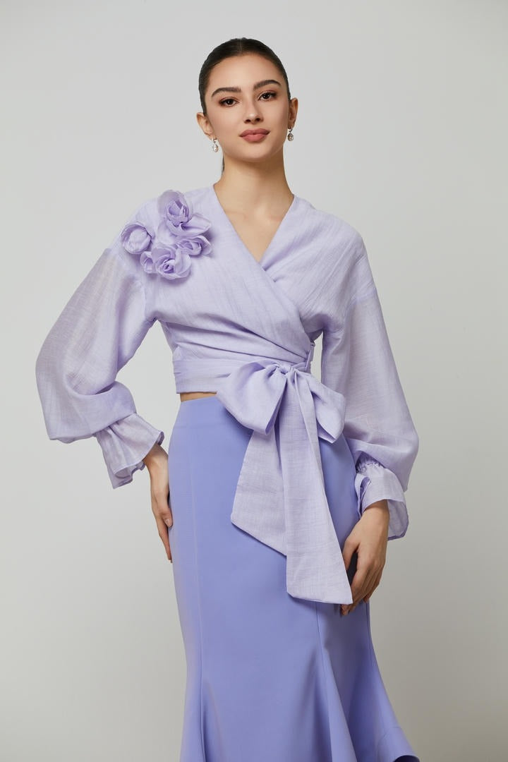 statement bow wrap blouse