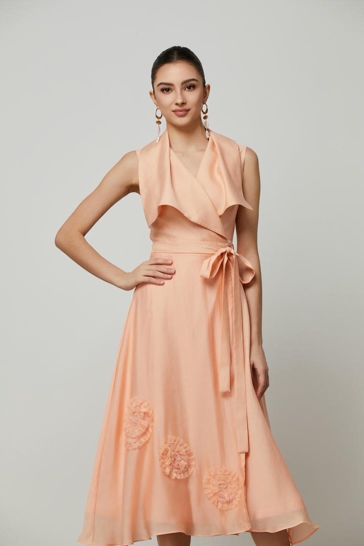 Peach Wrap Dress