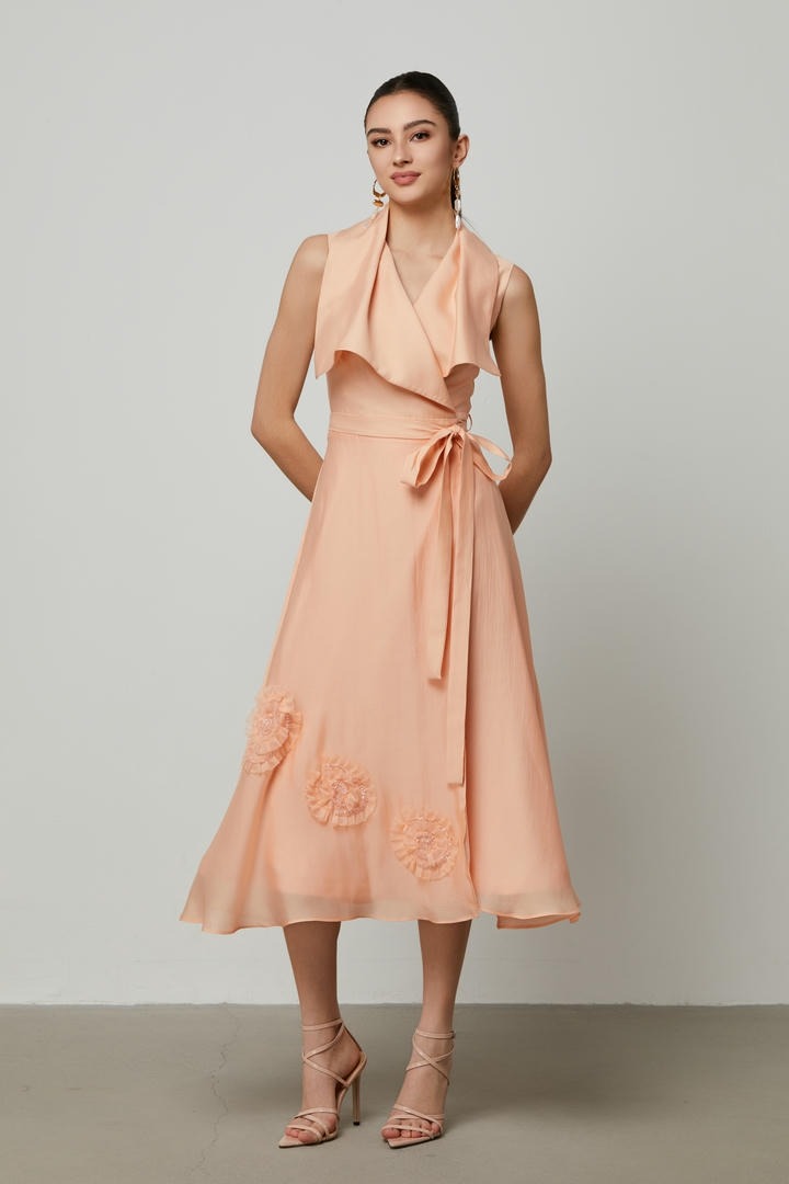 Peach Wrap Dress
