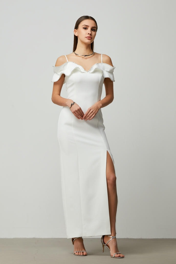 ruffled Crepe Dress