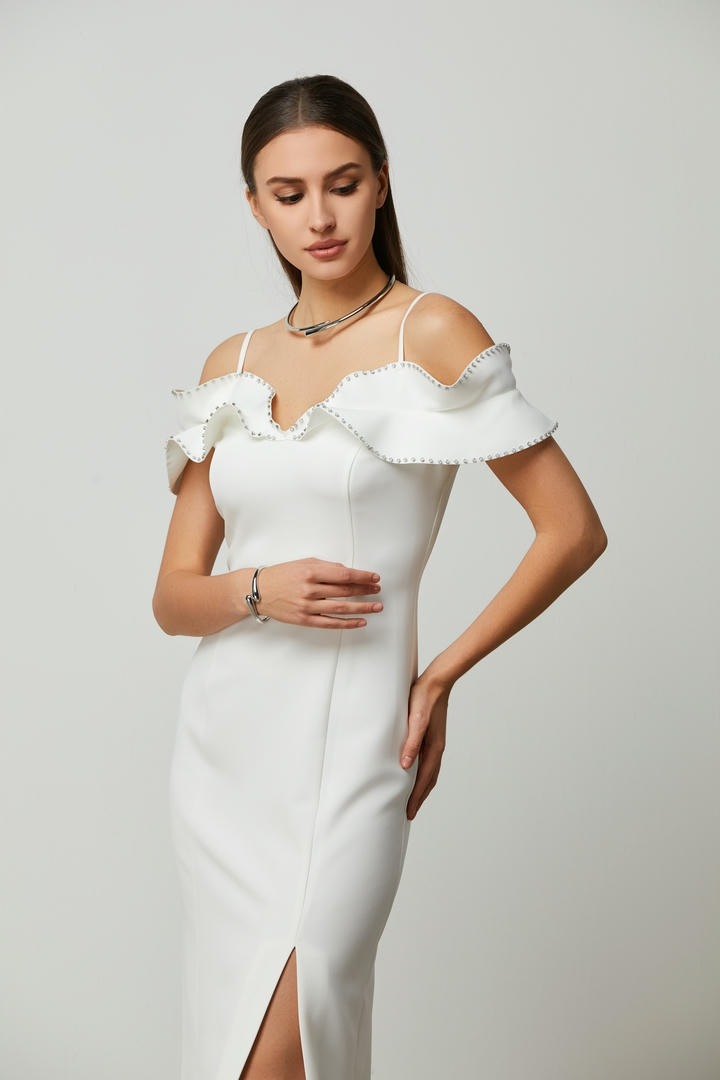 ruffled Crepe Dress