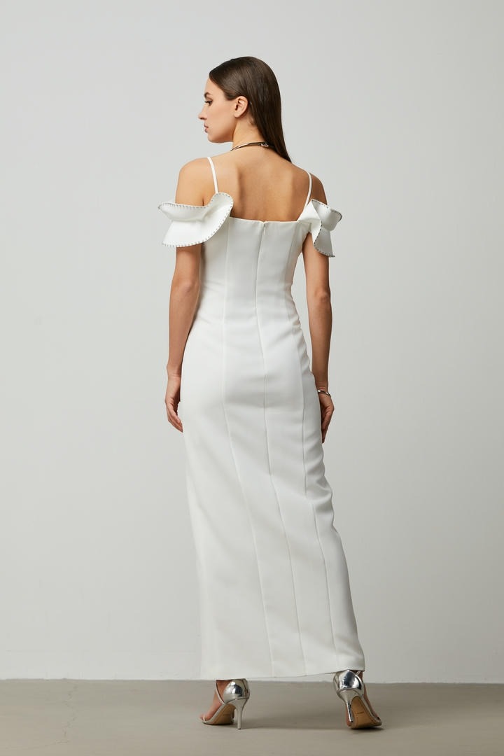 ruffled Crepe Dress