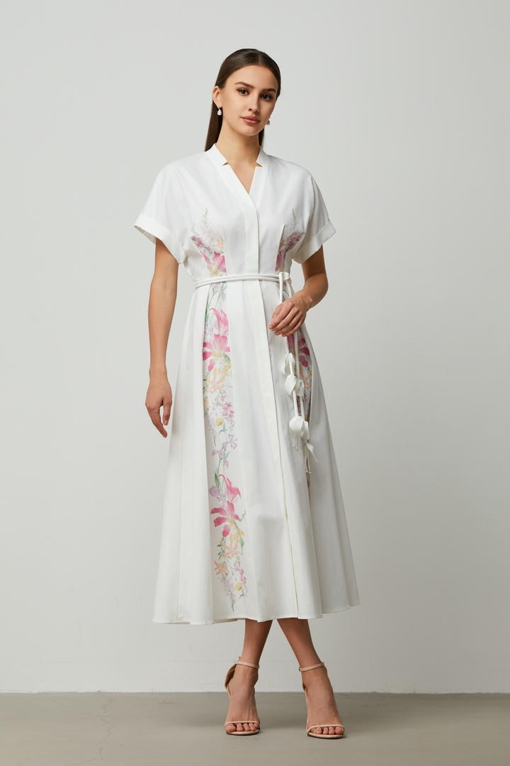 floral print belted dress