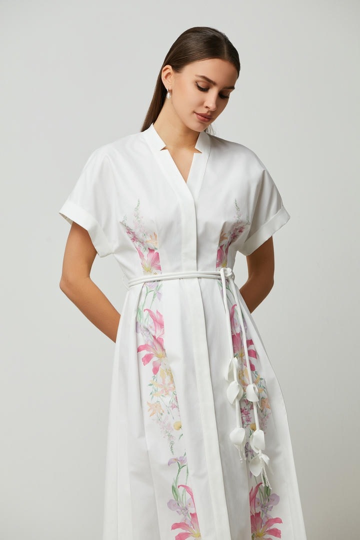 floral print belted dress