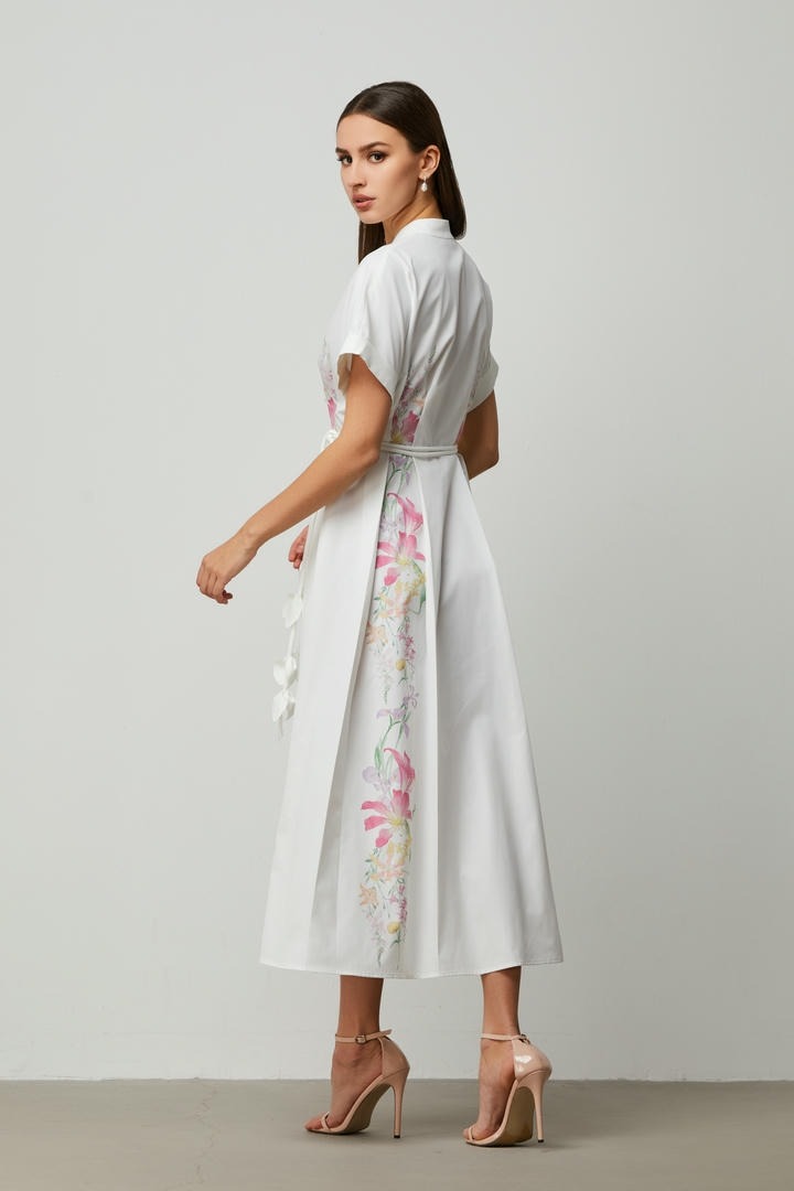 floral print belted dress