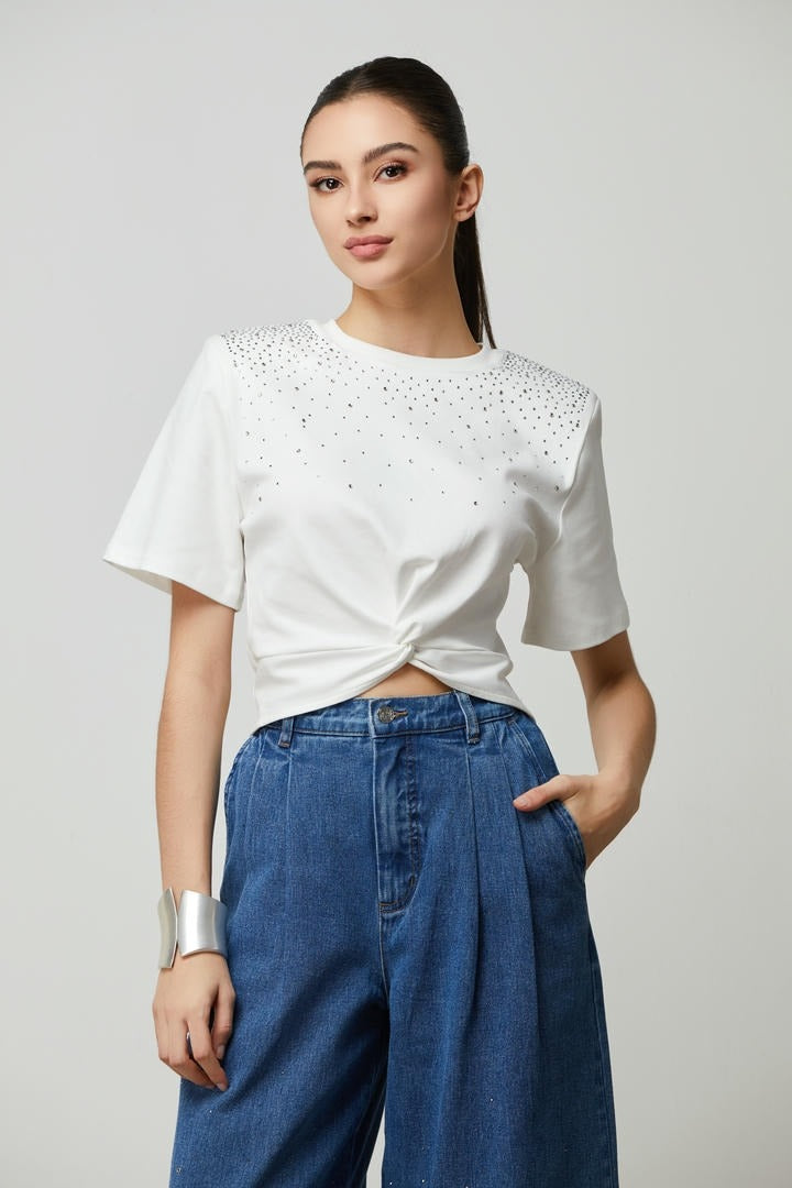 Embellished jersey t-shirt
