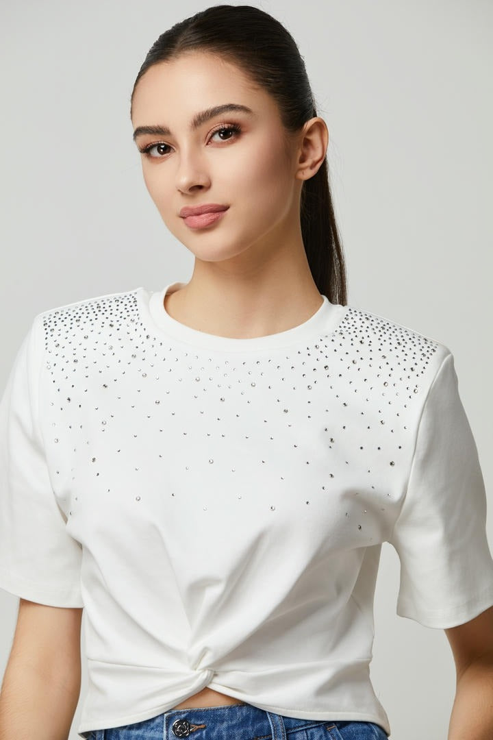Embellished jersey t-shirt