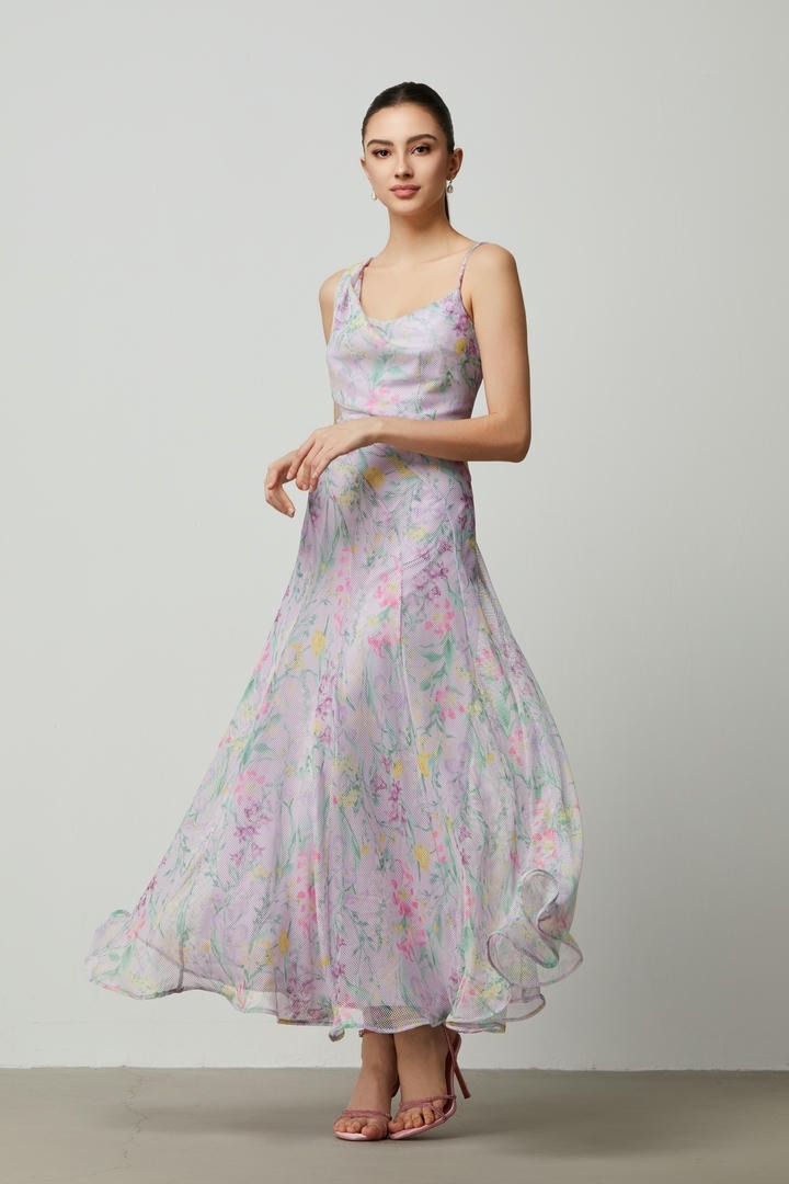 Floral unique cuts dress