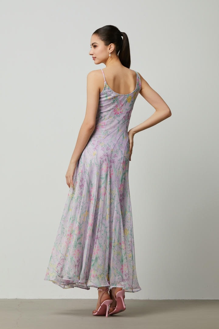 Floral unique cuts dress
