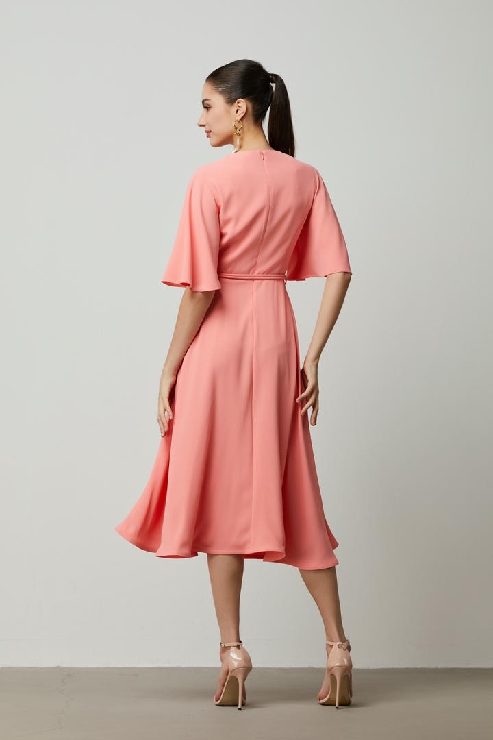 Crepe wrap midi dress