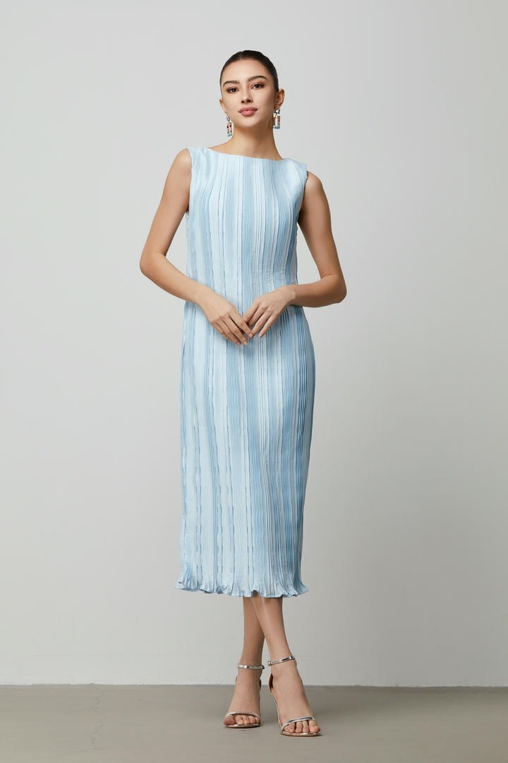 pleated taffeta dress