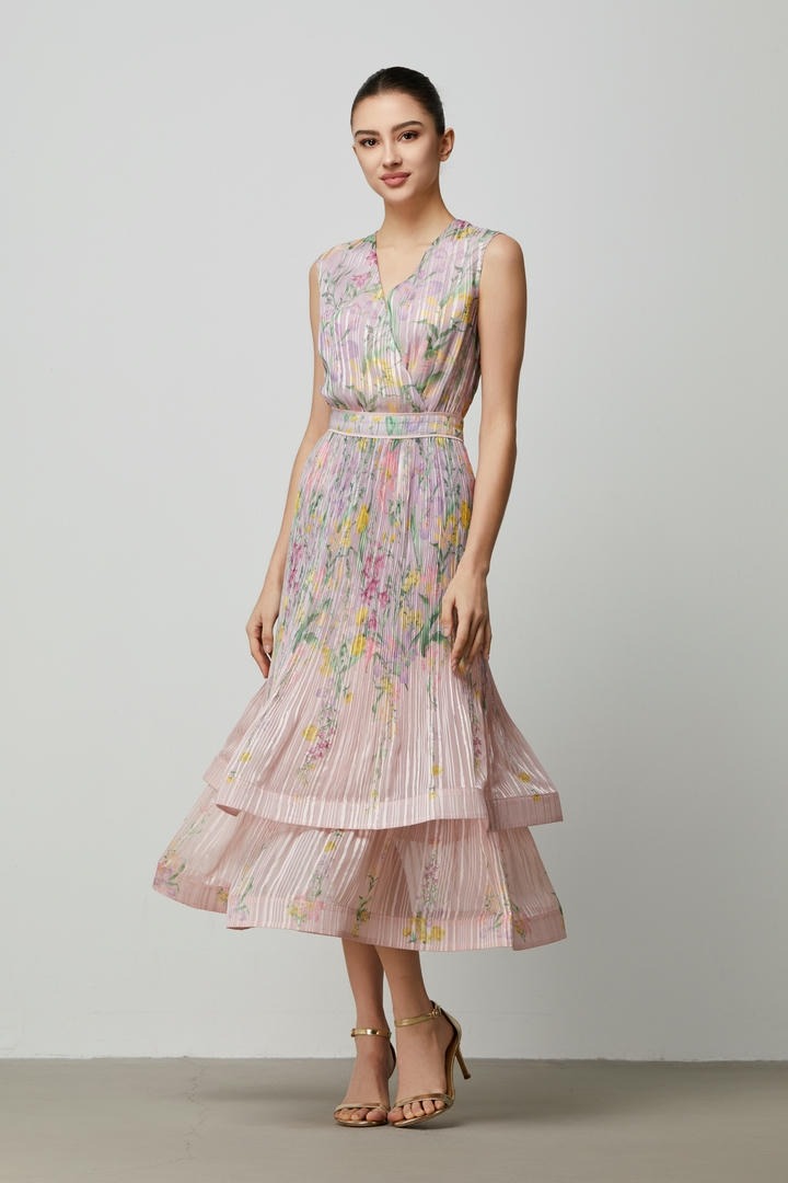 chiffon stripped floral dress
