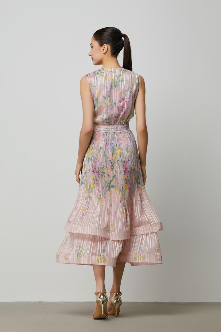 chiffon stripped floral dress