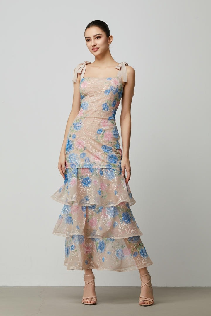 Floral Print Mesh Dress